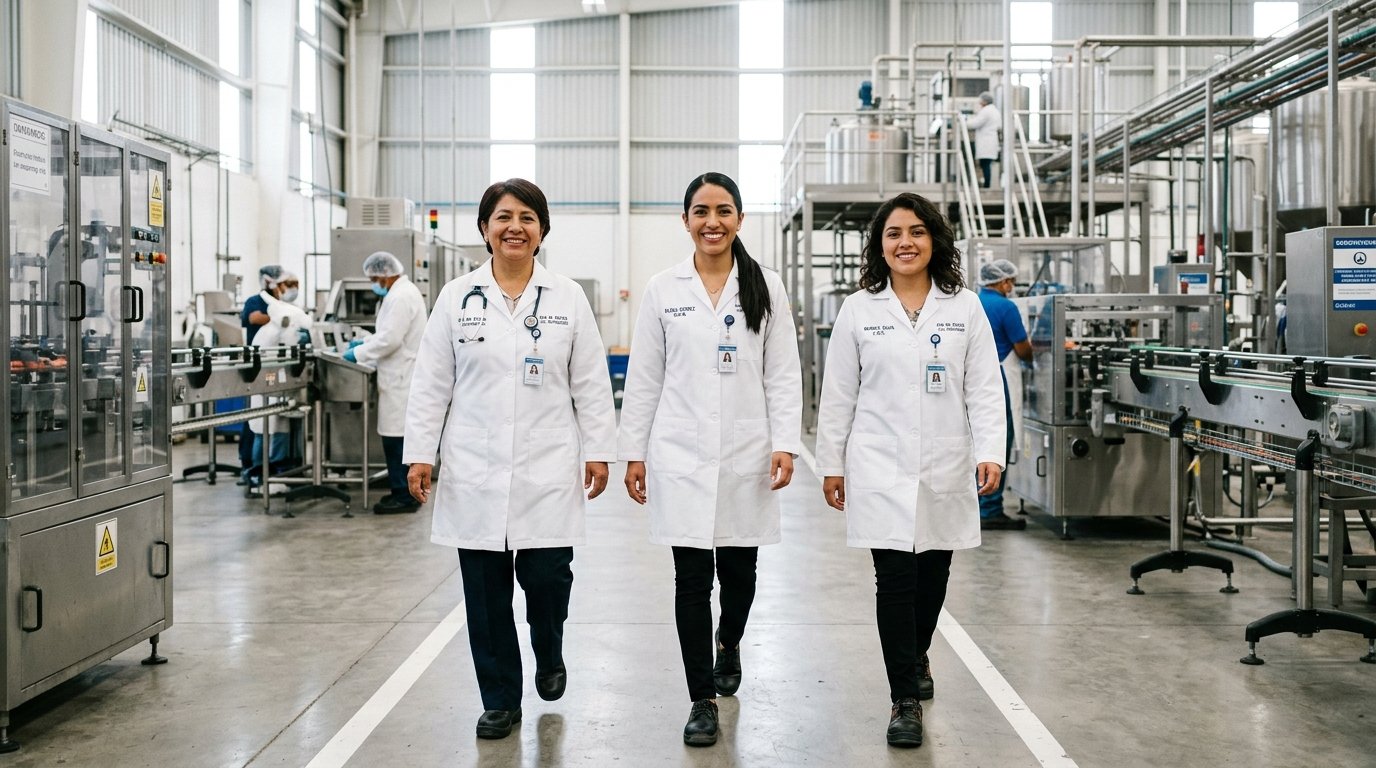 Equipo de nutriólogas clínicas Amaranthas en planta industrial